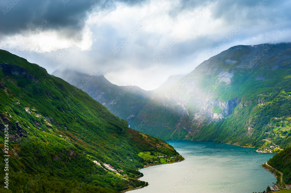 Geiranger fjord in Norway. Beautiful summer landscape. Famous travel destination