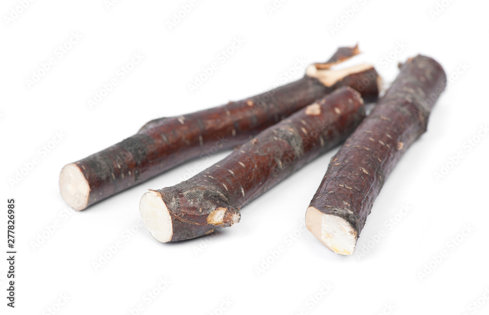 Heap of small logs isolated