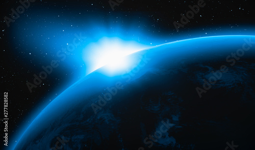 Fototapeta Naklejka Na Ścianę i Meble -  Planet Earth with spectacular blue sunset 