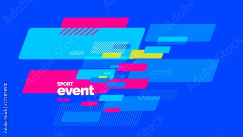 Layout design with dynamic shapes for event, tournament or championship. Sport background.