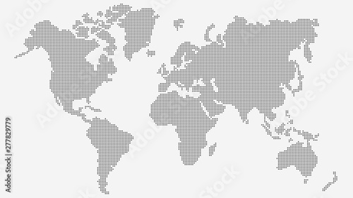 Dotted world map of round dots on white background. Vector illustration