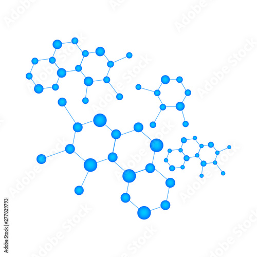 Structure molecule and communication. Dna, atom, neurons. Scientific concept for your design. Connected lines with dots. Medical, technology, chemistry, science background illustration.