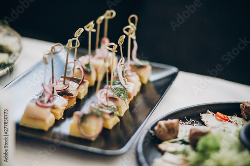 фотографія Delicious food table at wedding reception