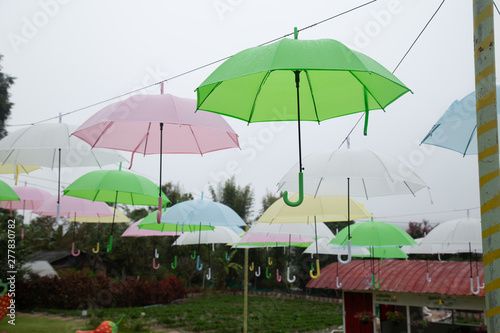 Wallpaper Mural Colorful umbrellas background. Colorful umbrellas in the sky Torontodigital.ca