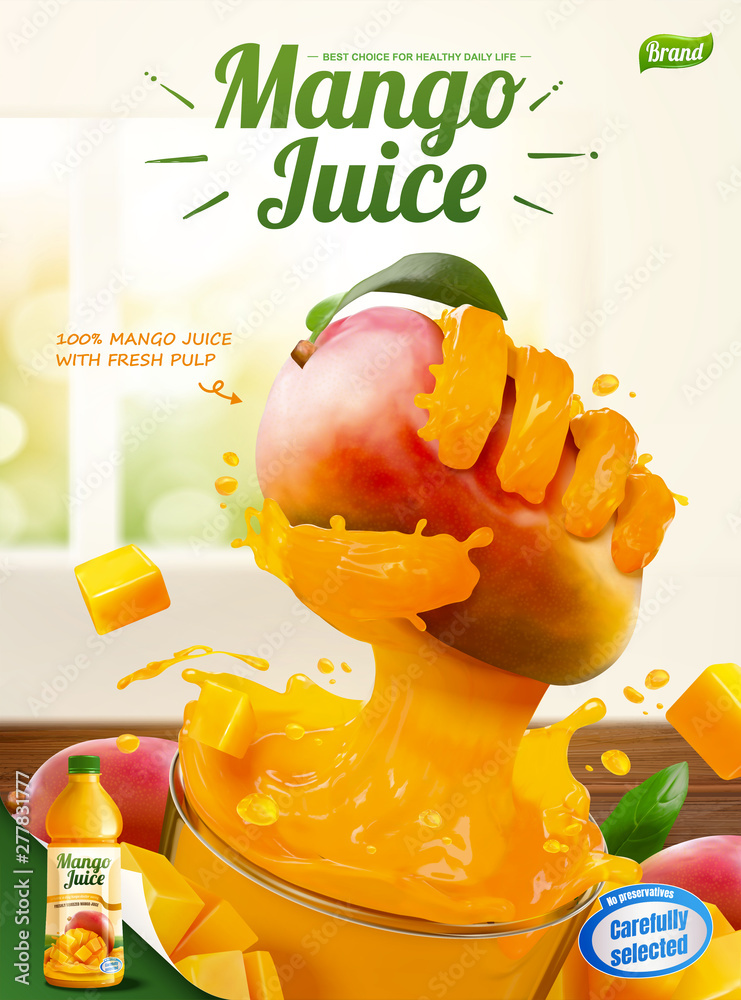 Mango Juice Ads Poster Stock Vector Adobe Stock
