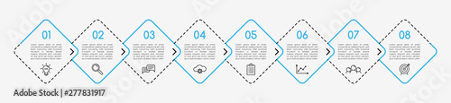 Infographic template with 8 options. Flowchart. Vector