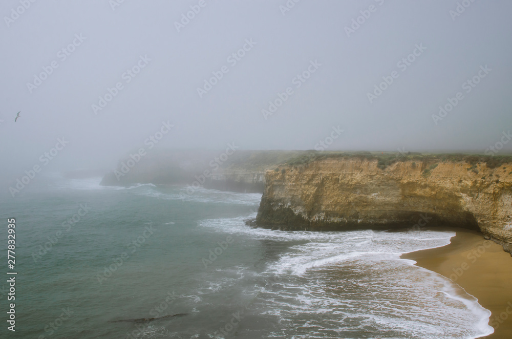 Fototapeta premium foggy view of coastline in Pacifica