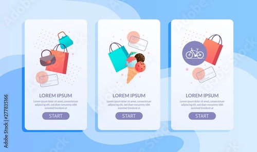 Online Shopping Mobile Application Page Flat Set