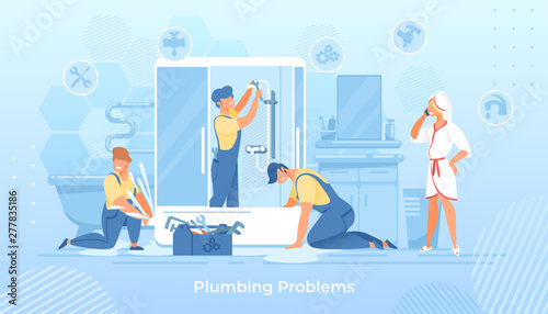 Plumbing Problems, Plumbers Fixing Shower in Bath