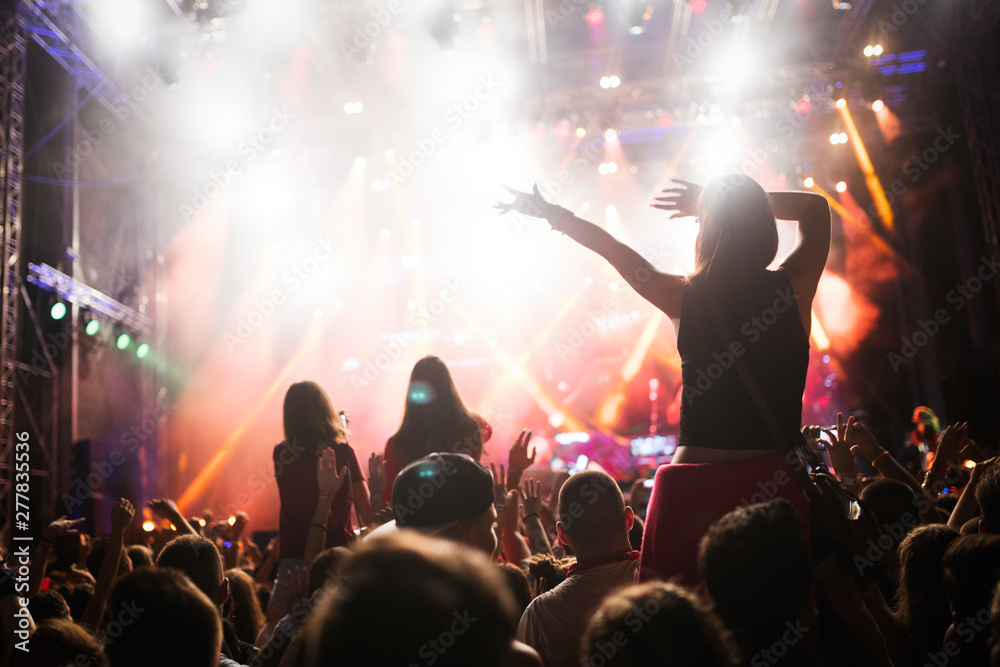 Portrait of happy crowd enjoying at music festival