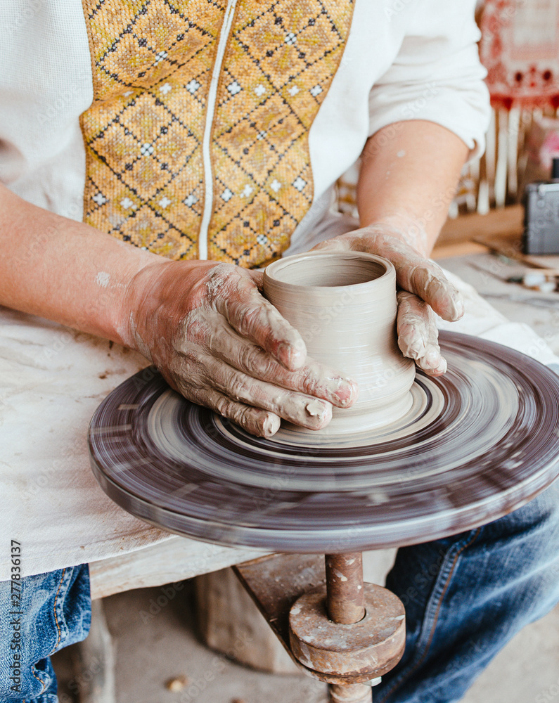 national ukrainian pottery pottery molding man, handmade
