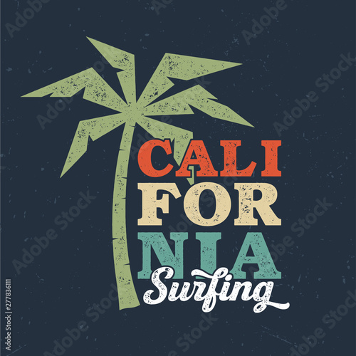 California Surfing - Vintage Tee Design For Printing