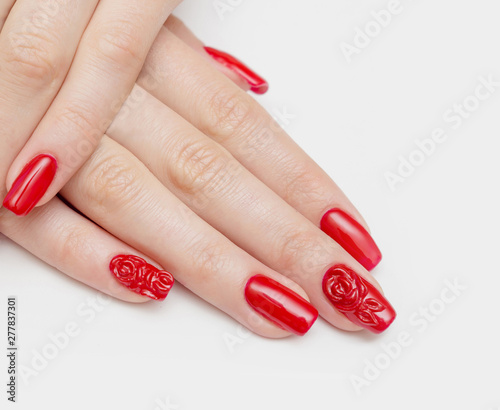 nails red  manicure woman beautyful hand girl