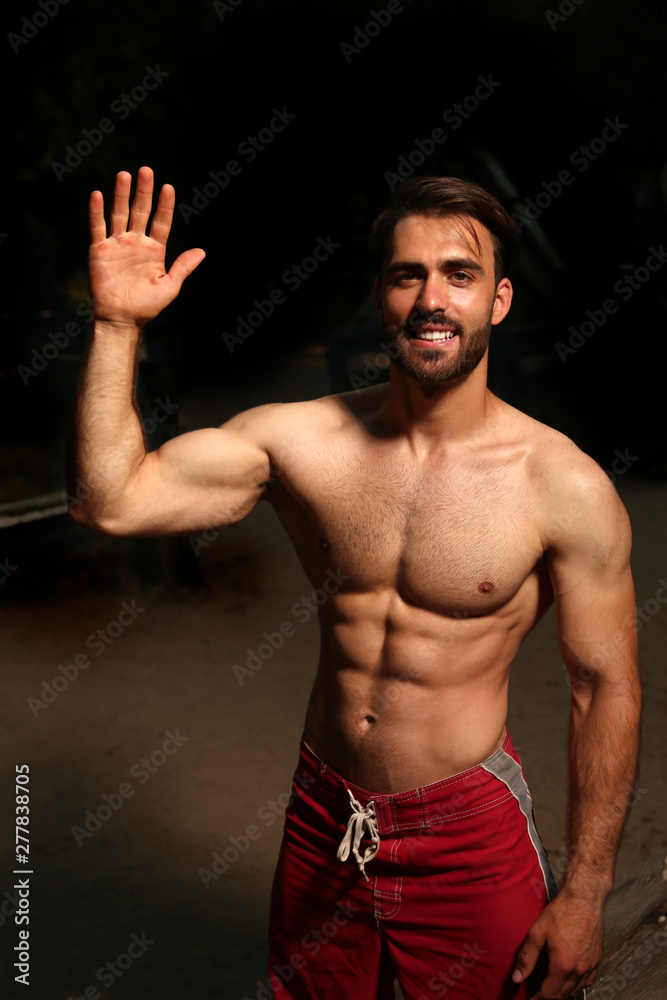 training, fitness, sexy, gym, body, chest, bodybuilder, abs, torso,  muscular, Guy, Man, workout, sport, dumbell, dumbells, Model, Male, sexy,  sexually. Health, strong, manly, brutal, power, Summer Stock Photo | Adobe  Stock