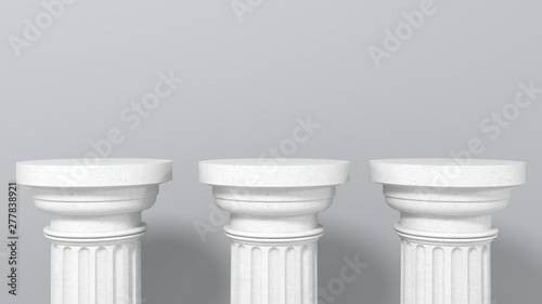 Tela Exhibition stand, podium in the form of  classic Greek Doric pillars