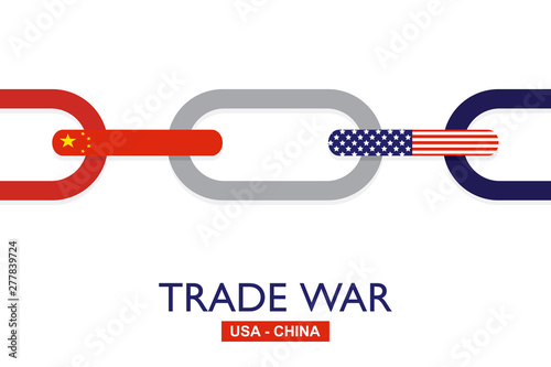 Trade war, USA versus China. America-China tariff business global exchange international.