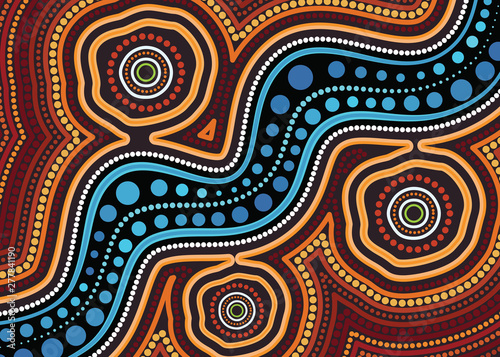 Aboriginal dot art vector background. Connection concept