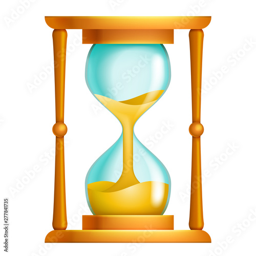 Old sand hourglass flow time leak running timer concept 3d design isolated icon vector illustration