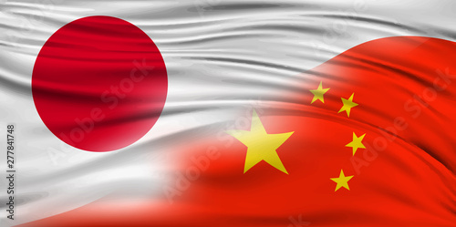 日本　中国　 国旗　背景