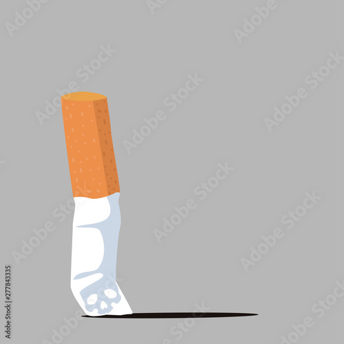 Cigarette butt  flat with ash vector