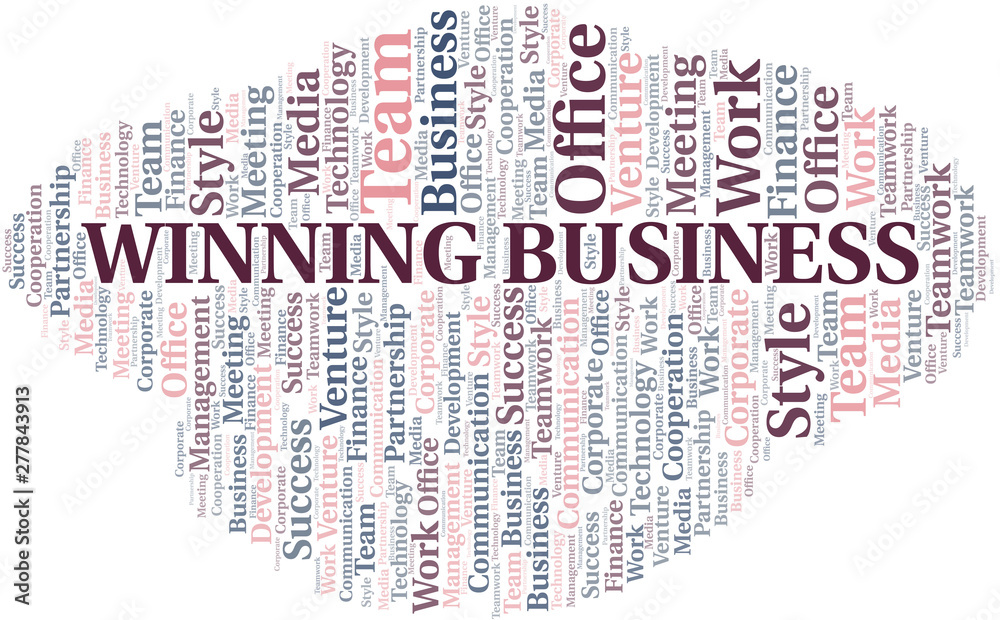 Winning Business word cloud. Collage made with text only. Winning Business word cloud. Collage made with text only.