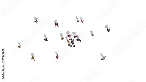 Photos people - top view with shadow - isolated on white background