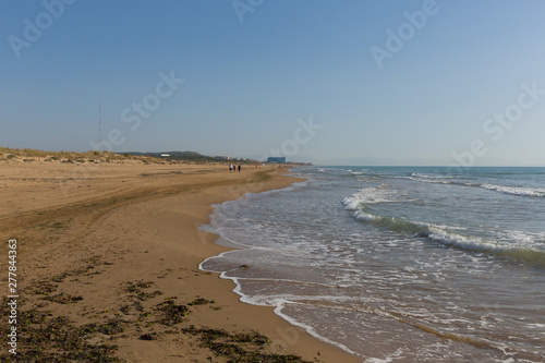 Beautiful Costa Blanca beach between Torre la Mata and Campomar Spain near Guardamar del Segura with waves 