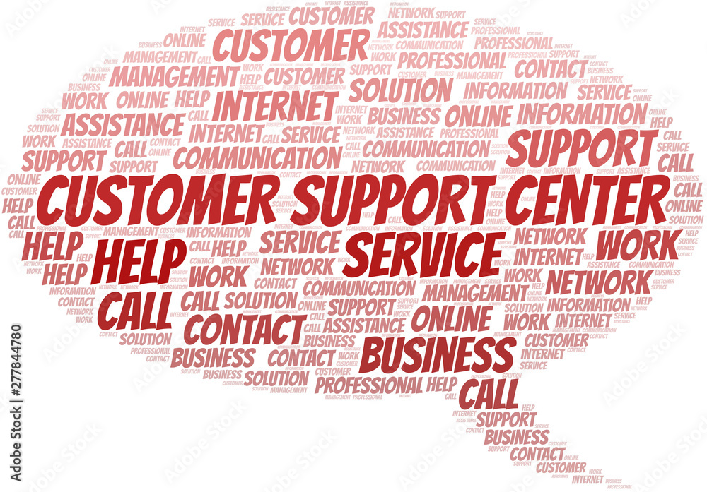 Customer Support Center word cloud vector made with text only. Customer Support Center word cloud vector made with text only.