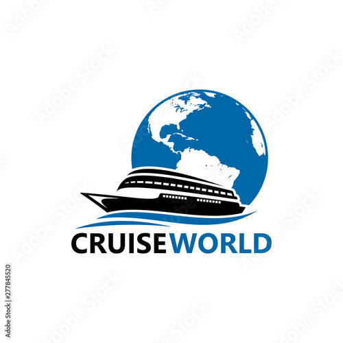 Cruise World Logo Template Design Vector, Emblem, Design Concept, Creative Symbol, Icon
