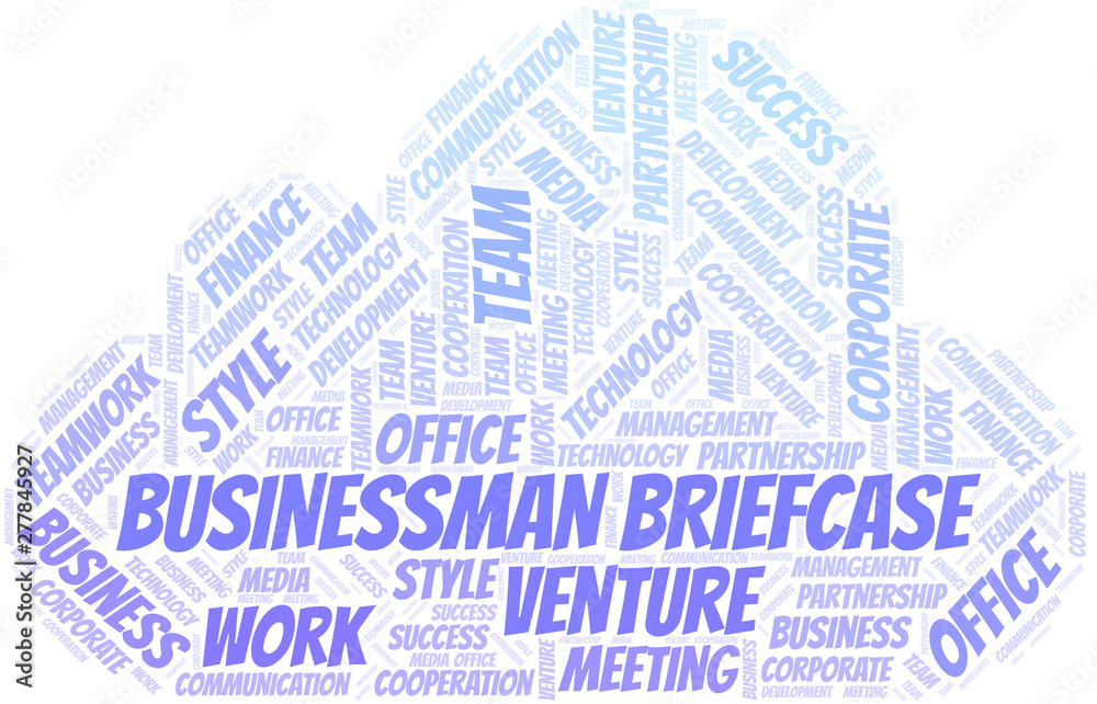 Obraz premium Businessman Briefcase word cloud. Collage made with text only.