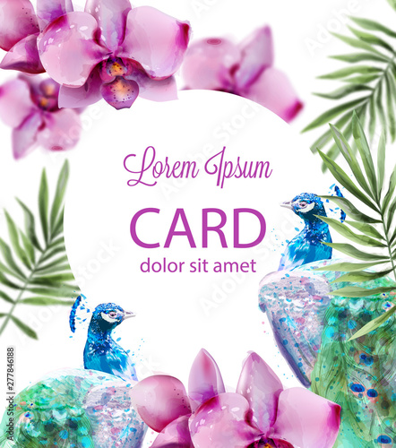 Orchid flowers Vector watercolor. Summer floral pattern backgrounds