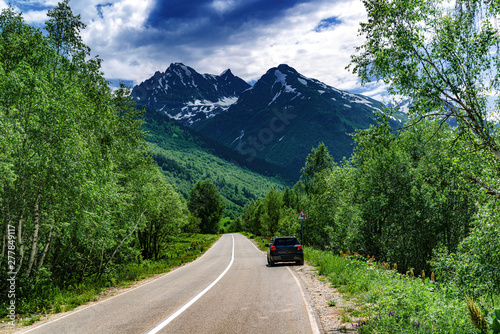 Road in the mountains, Caucasus mountains, sunny day © Georgys