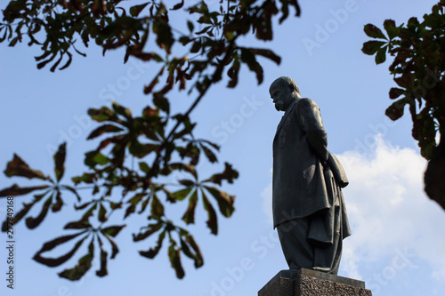 Taras Shevchenko monument in Kaniv, Ukraine. Taras Shevchenko was a Ukrainian poet, writer, artist, public and political figure photo