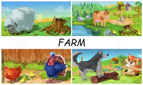 Colorful Farm Animals Concept © ivan mogilevchik