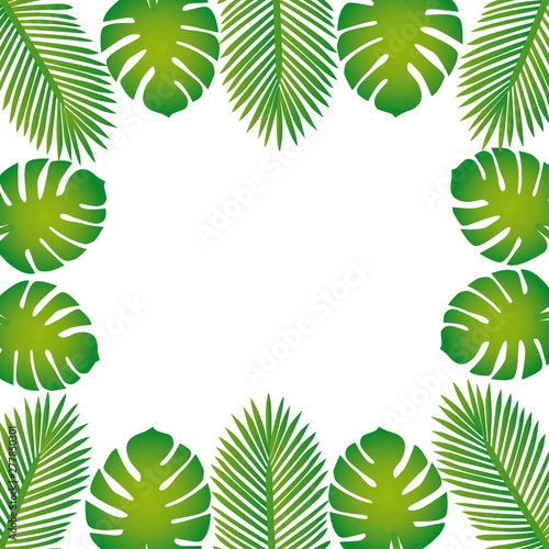Trendy Summer Tropical Leaves Border. Vector Design.
