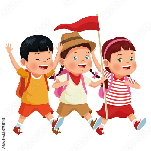 Kids and summer camp cartoons