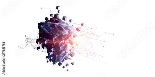 фотографія Cube puzzle with network diagram