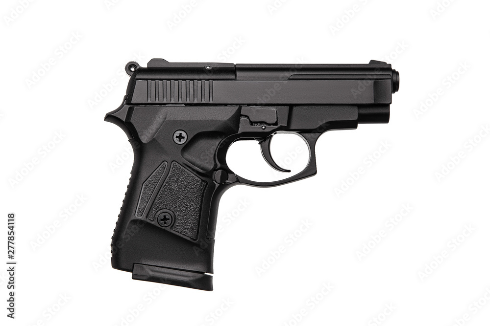 Black gun pistol isolated on white