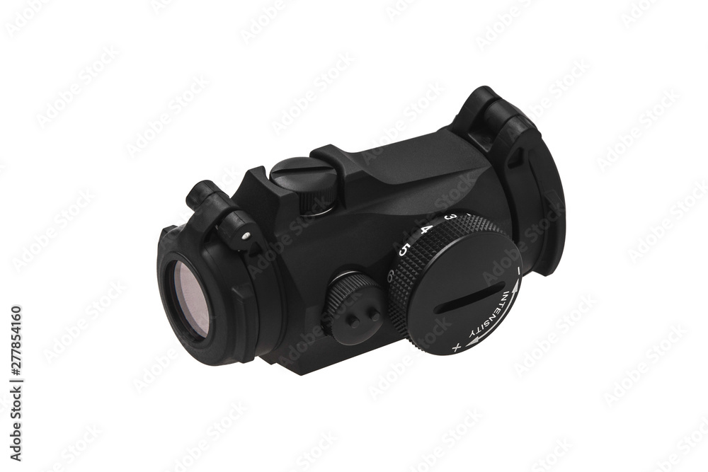 modern black collimator sight isolated on white back modern black collimator sight isolated on white back