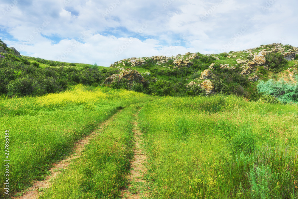 Crimea, Kerch. Nature reserve - dirt road. Hiking landscape park Crimea, Kerch. Nature reserve - dirt road. Hiking landscape park