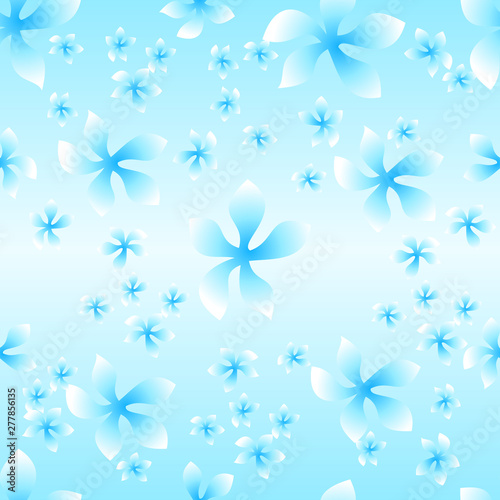 Seamless background illustration with abstract blue flower elements, blue sky background design, fresh concept template for your design