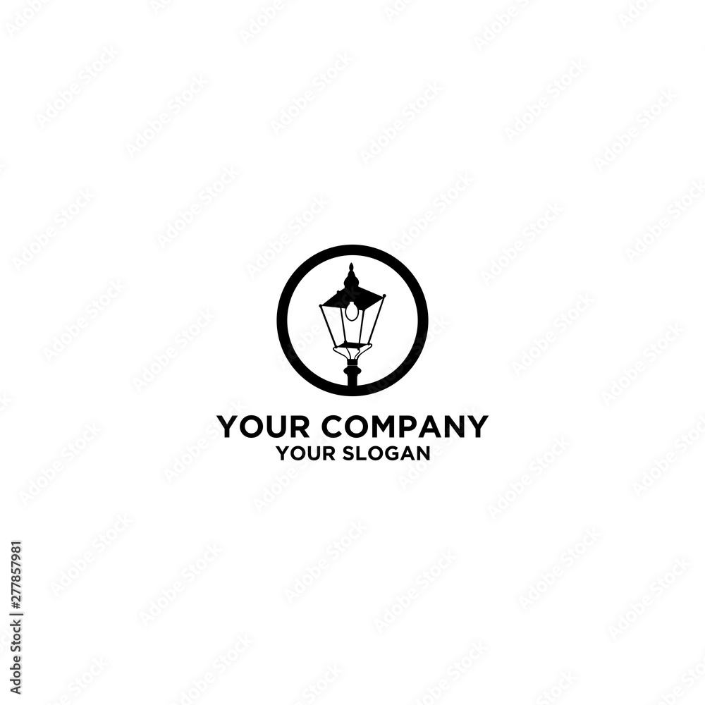 Street Lamp Logo Design Vector