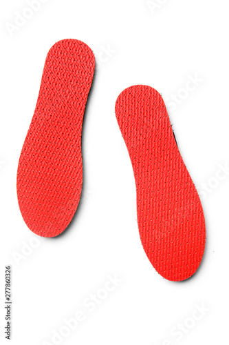 New Red shoe insoles on white background