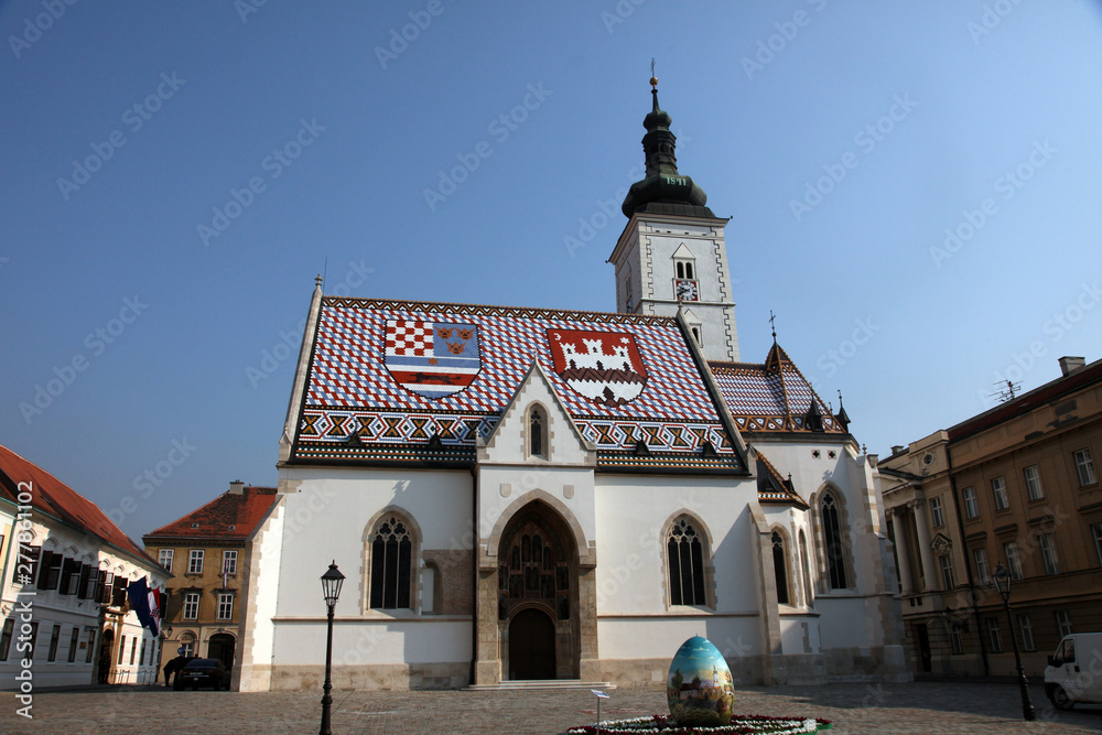 St Mark's church with the easter egg, Zagreb, Croatia St Mark's church with the easter egg, Zagreb, Croatia