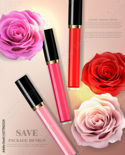 Lip gloss Vector realistic. Premium cosmetics sale. colorful collection sets