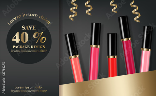 Lip gloss Vector realistic. Premium cosmetics sale. colorful collection sets