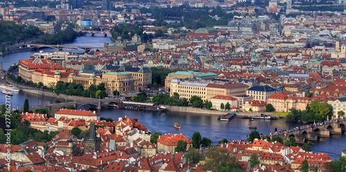 Image of Prague bridges over Vltava river, capital city of Czech Republic, during twilight blue hour,Prague,Czech Republic