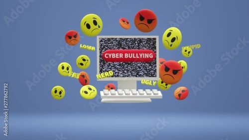 3d rendering  computer and emotion  for  cyber bullying content.
