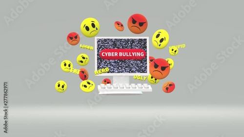 3d rendering  computer and emotion  for  cyber bullying content.