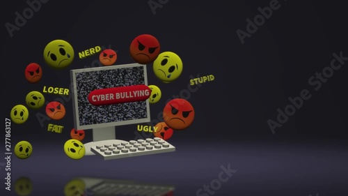 3d rendering  computer and emotion  for  cyber bullying content.